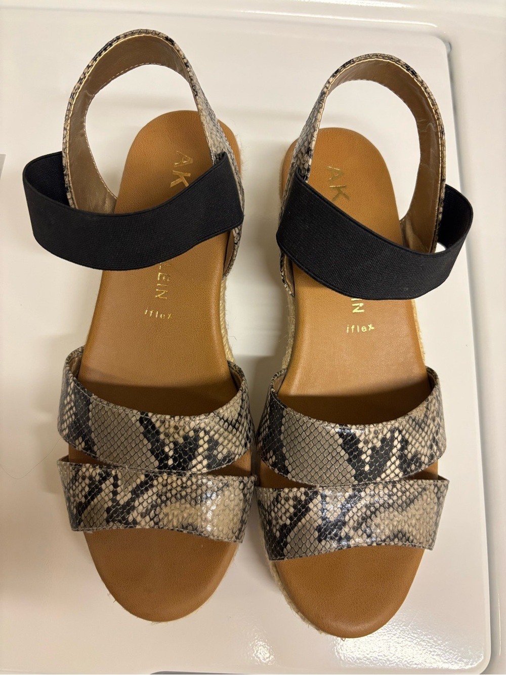 Anne Klein Women's Snake Print Wedge Sandal - Charlie 8.5
